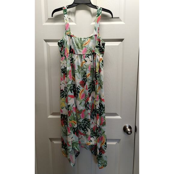 NWT Jamie & Layla Women Size Large Tropical Sleeveless Asymmetric Hem Midi Dress - Picture 2 of 7